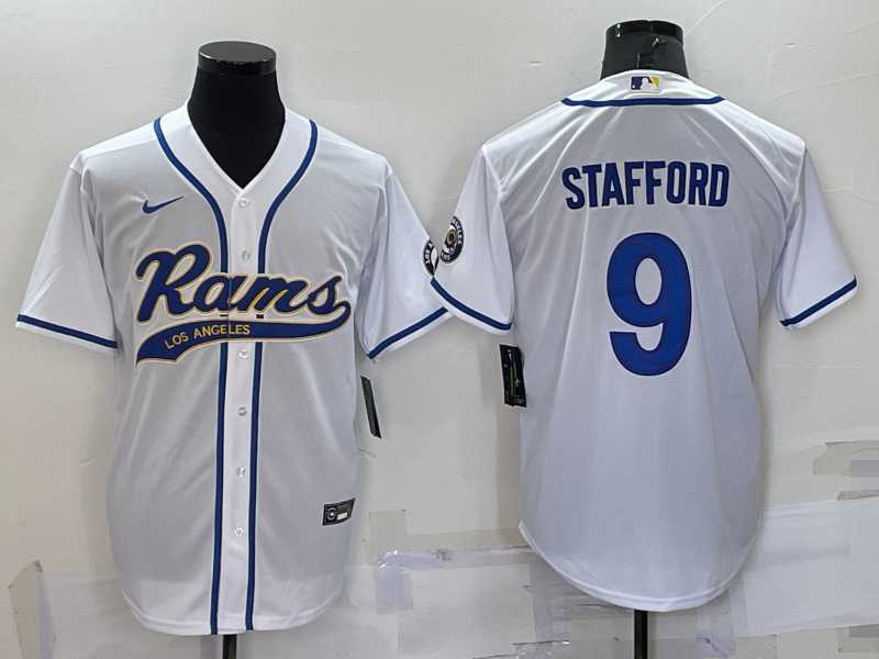 Men's Los Angeles Rams #9 Matthew Stafford White Stitched Cool Base Nike Baseball Jersey,We sell and wholesale Men's Los Angeles Rams #9 Matthew Stafford White Stitched Cool Base Nike Baseball Jersey on line form chian!